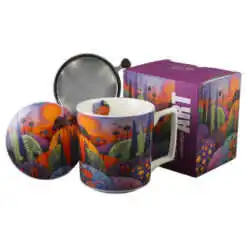 Cana portelan cu infuzor metalic si capac 450 ml