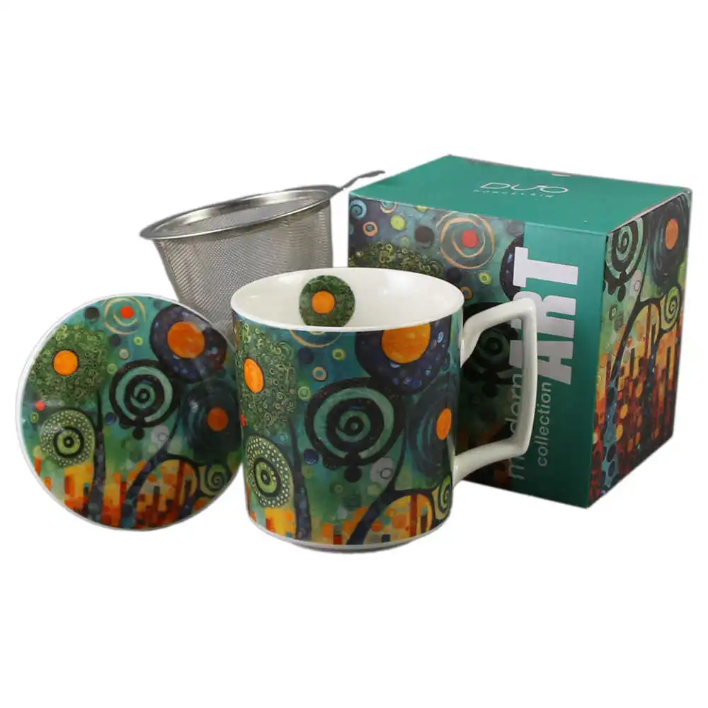 Cana portelan cu infuzor metalic si capac 450 ml Cana portelan cu infuzor metalic si capac 450 ml