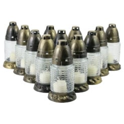 Set 12 candela din sticla cu capac 17 CM