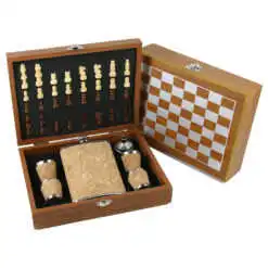 Set cadou Plosca cu accesorii si joc Sah