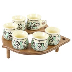 Suport lemn Potcoavacu 6 canite din ceramica