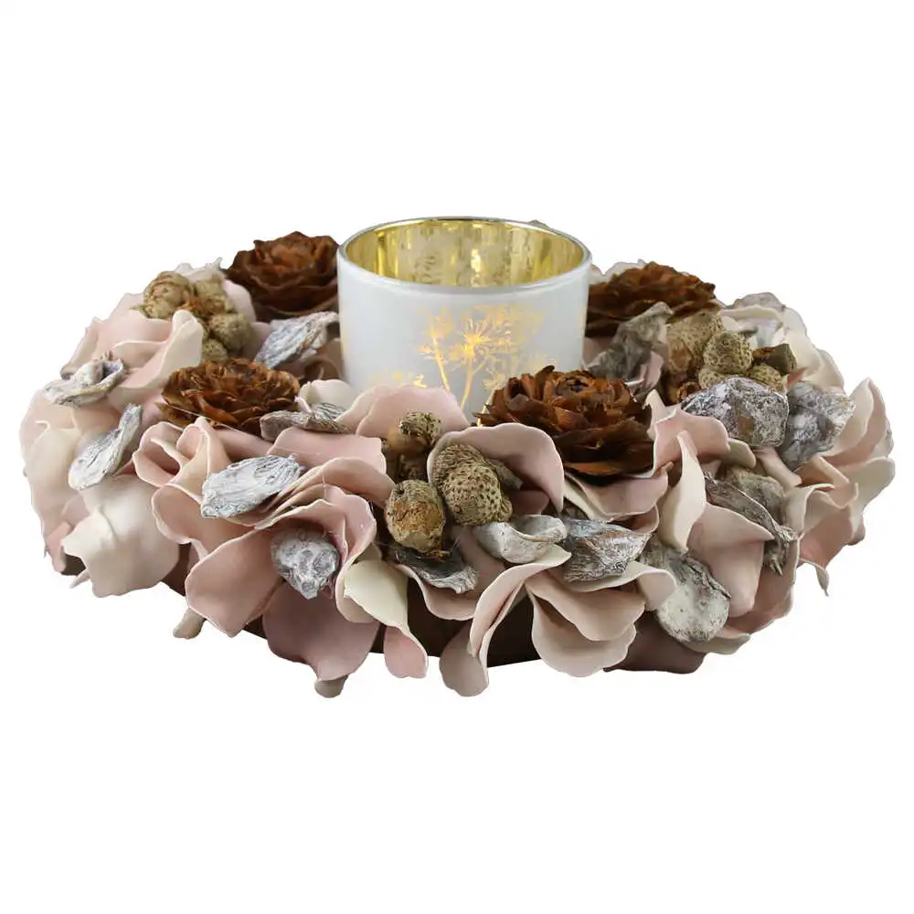 Aranjament floral pentru masa cu candela 30 CM Aranjament floral pentru masa cu candela 30 CM