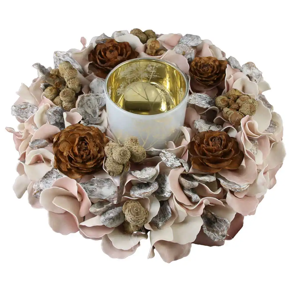 Aranjament floral pentru masa cu candela 30 CM Aranjament floral pentru masa cu candela 30 CM