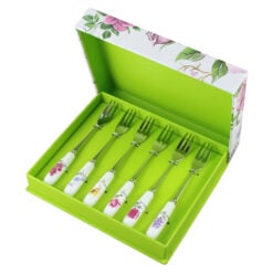 Set 6 furculite tort cu maner din ceramica