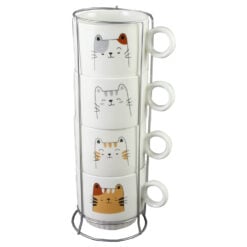 Set 4 cesti din ceramica cu suport metalic