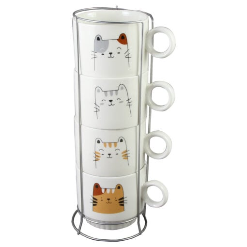 Set 4 cesti din ceramica cu suport metalic