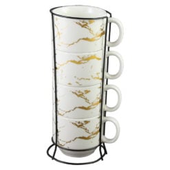 Set 4 cesti din ceramica cu suport metalic