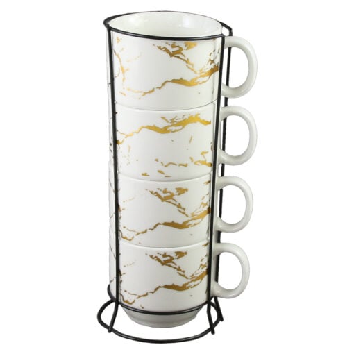 Set 4 cesti din ceramica cu suport metalic