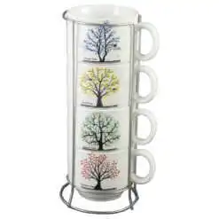 Set 4 cesti din ceramica cu suport metalic