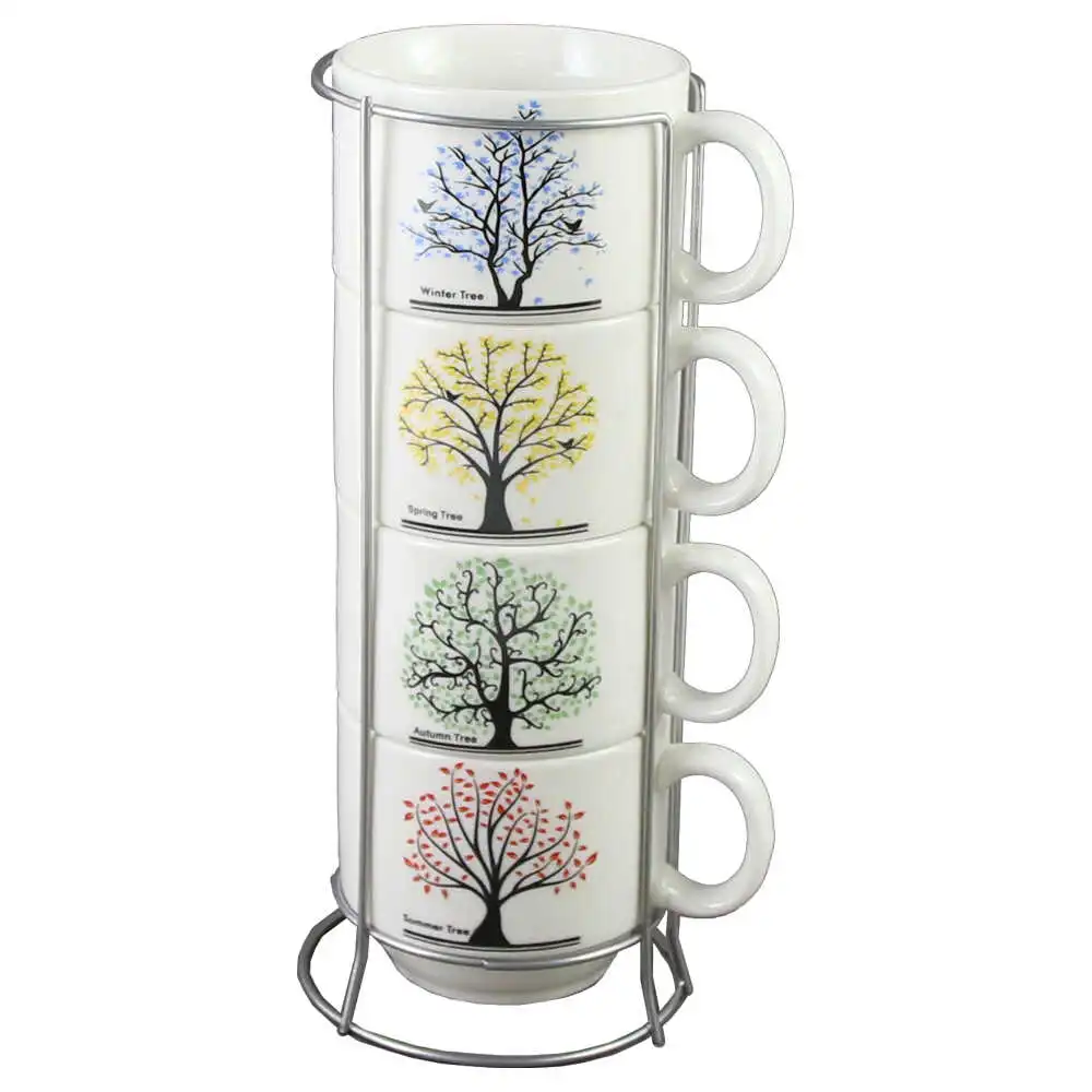 Set 4 cesti din ceramica cu suport metalic Set 4 cesti din ceramica cu suport metalic