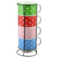 Set 4 cesti din ceramica cu suport metalic