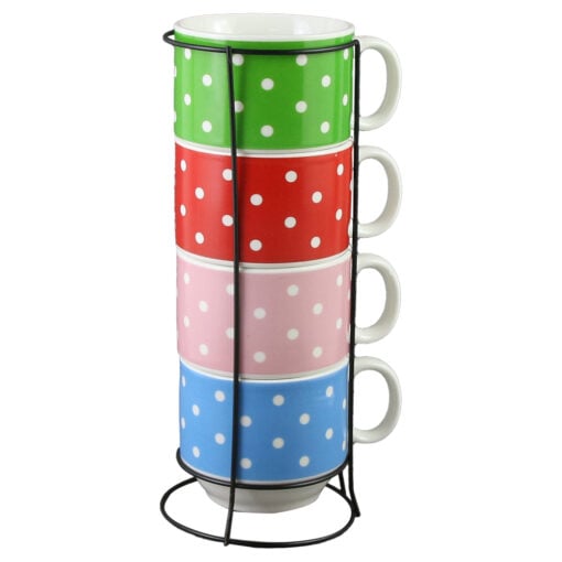 Set 4 cesti din ceramica cu suport metalic