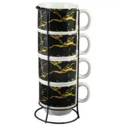 Set 4 cesti din ceramica cu suport metalic