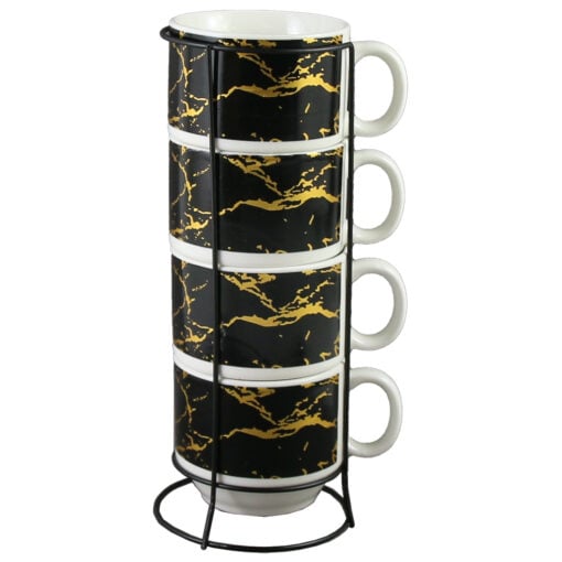 Set 4 cesti din ceramica cu suport metalic