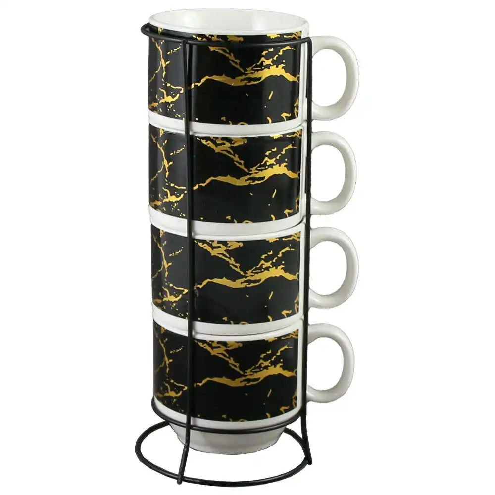 Set 4 cesti din ceramica cu suport metalic