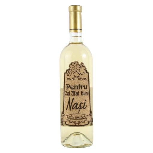 Vin alb 750 ml "Nasi pentru o zi...." cu eticheta personalizata din pluta