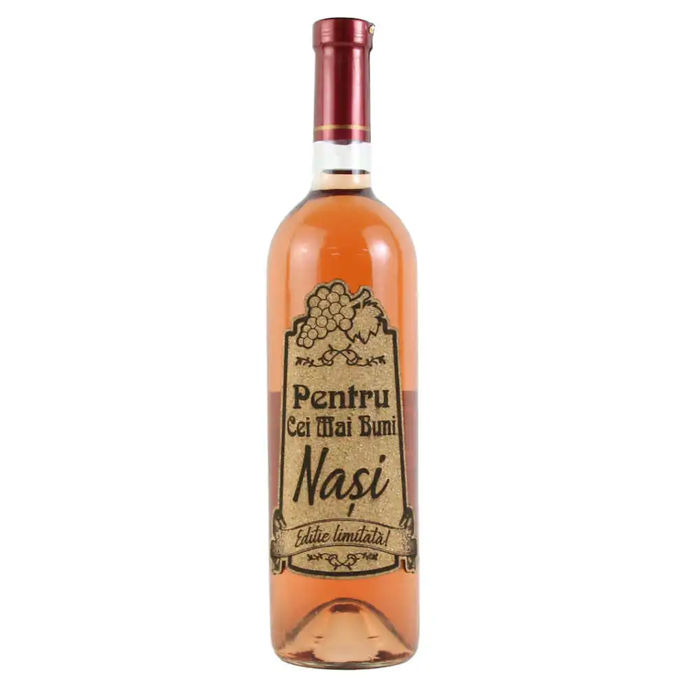 Vin rose 750 ml "Nasi pentru o zi...." cu eticheta personalizata din pluta