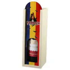 Cutie din lemn "Romania" cu sticla de vin 187 ml