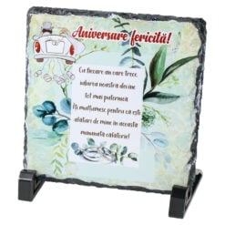 Placa ardezie "Aniversare fericita..." 14x14 CM