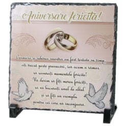 Placa ardezie "Aniversare fericita..." 19x19 CM