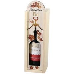 Cutie din lemn cu o sticla vin 187 ml
