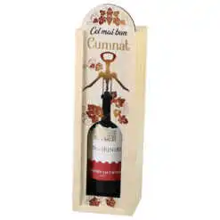 Cutie din lemn cu sticla de vin 187 ml "Cel mai bun Cumnat" 7 x 24 cm