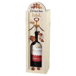Cutie din lemn cu o sticla vin 187 ml