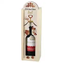 Cutie din lemn cu sticla de vin 187 ml "Cel mai bun Sef" 7 x 24 cm