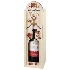 Cutie din lemn cu o sticla vin 187 ml