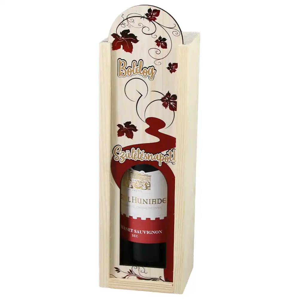 Cutie din lemn cu o sticla vin 187 ml Cutie din lemn cu o sticla vin 187 ml
