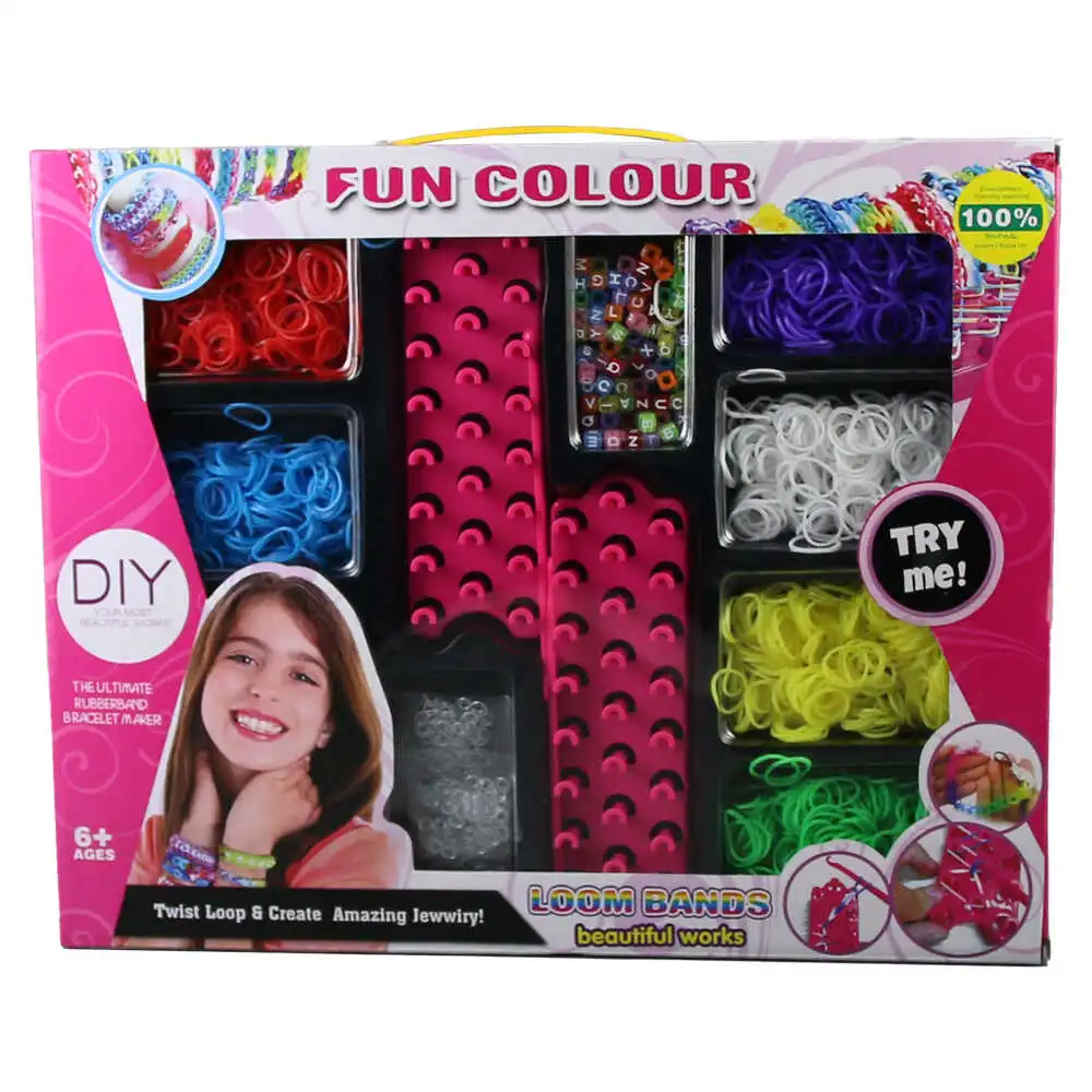 Set creativ pentru bratari cu elastice si margele Set creativ pentru bratari cu elastice si margele