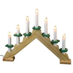 Decor Hanuka din lemn cu 7 lumanari Led