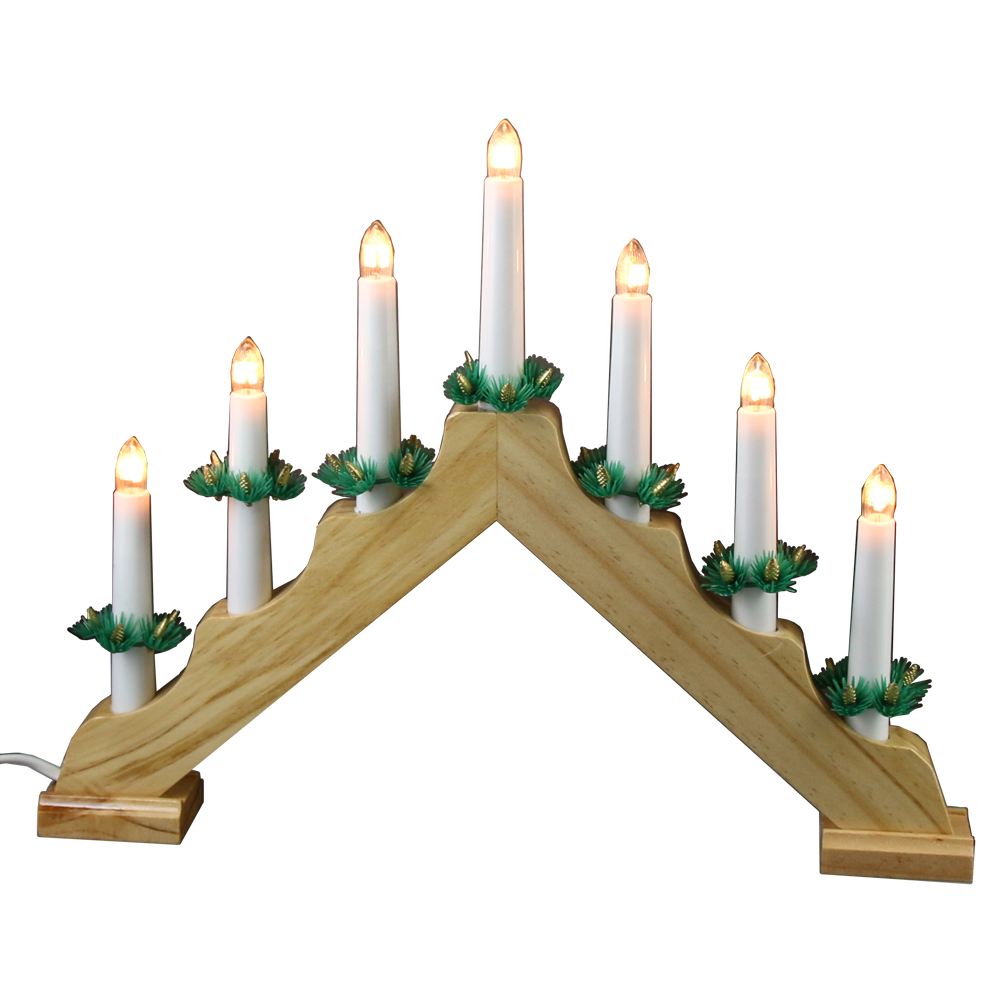 Decor Hanuka din lemn cu 7 lumanari Led Decor Hanuka din lemn cu 7 lumanari Led