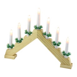 Decor piramida din lemn cu 7 lumanari Led