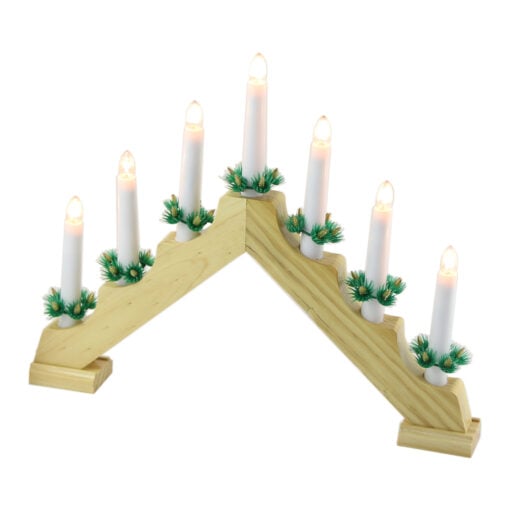 Decor piramida din lemn cu 7 lumanari Led