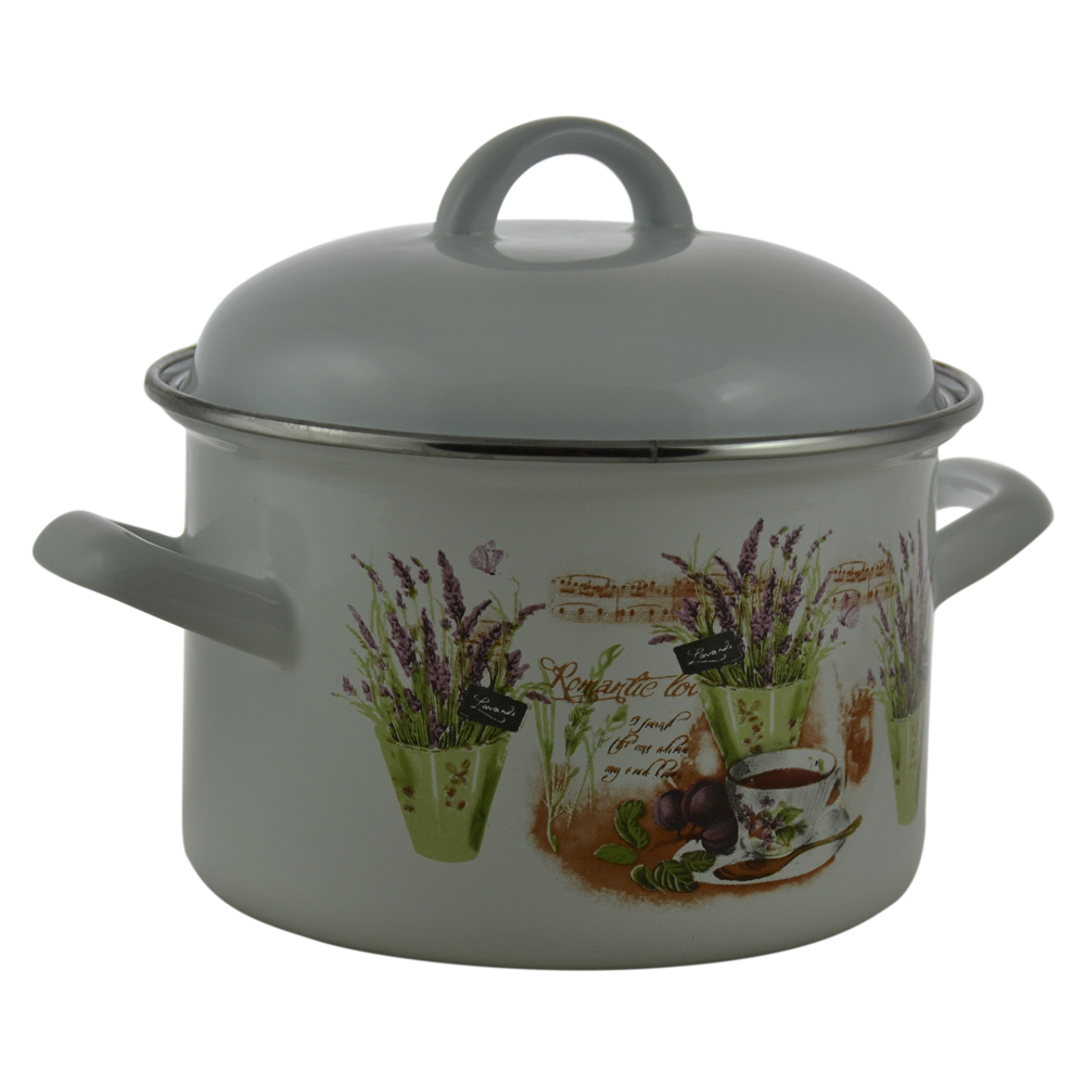 Oala emailata cu capac 2 L - Design Lavanda Oala emailata cu capac 2 L - Design Lavanda