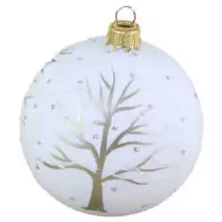 Glob pentru brad din sticla cu glitter 8 CM - Design Copac