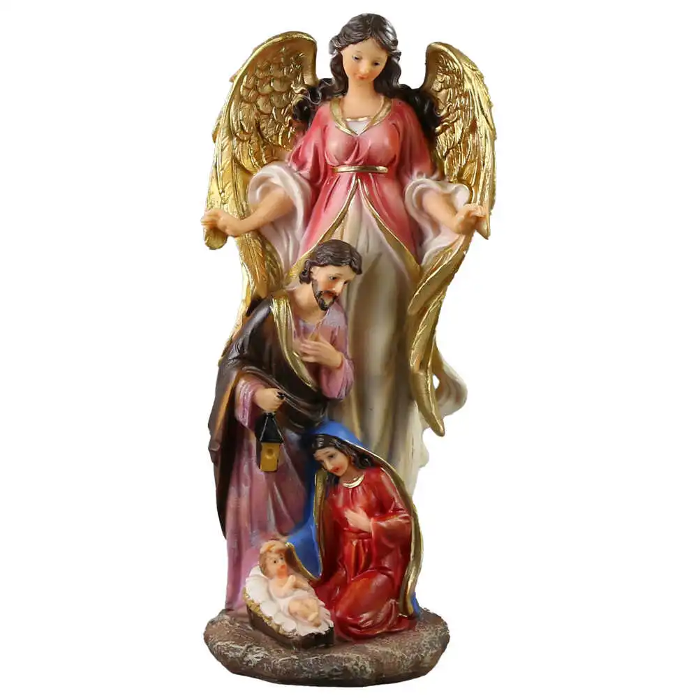 Figurina Inger cu Sfanta Familie 11x25 CM Figurina Inger cu Sfanta Familie 11x25 CM