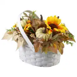 Aranjament de toamna cu dovlecei si floarea soarelui 27x18 CM