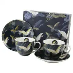 Set 2 cesti cu farfurii din portelan 270 ml "Cranes at night"