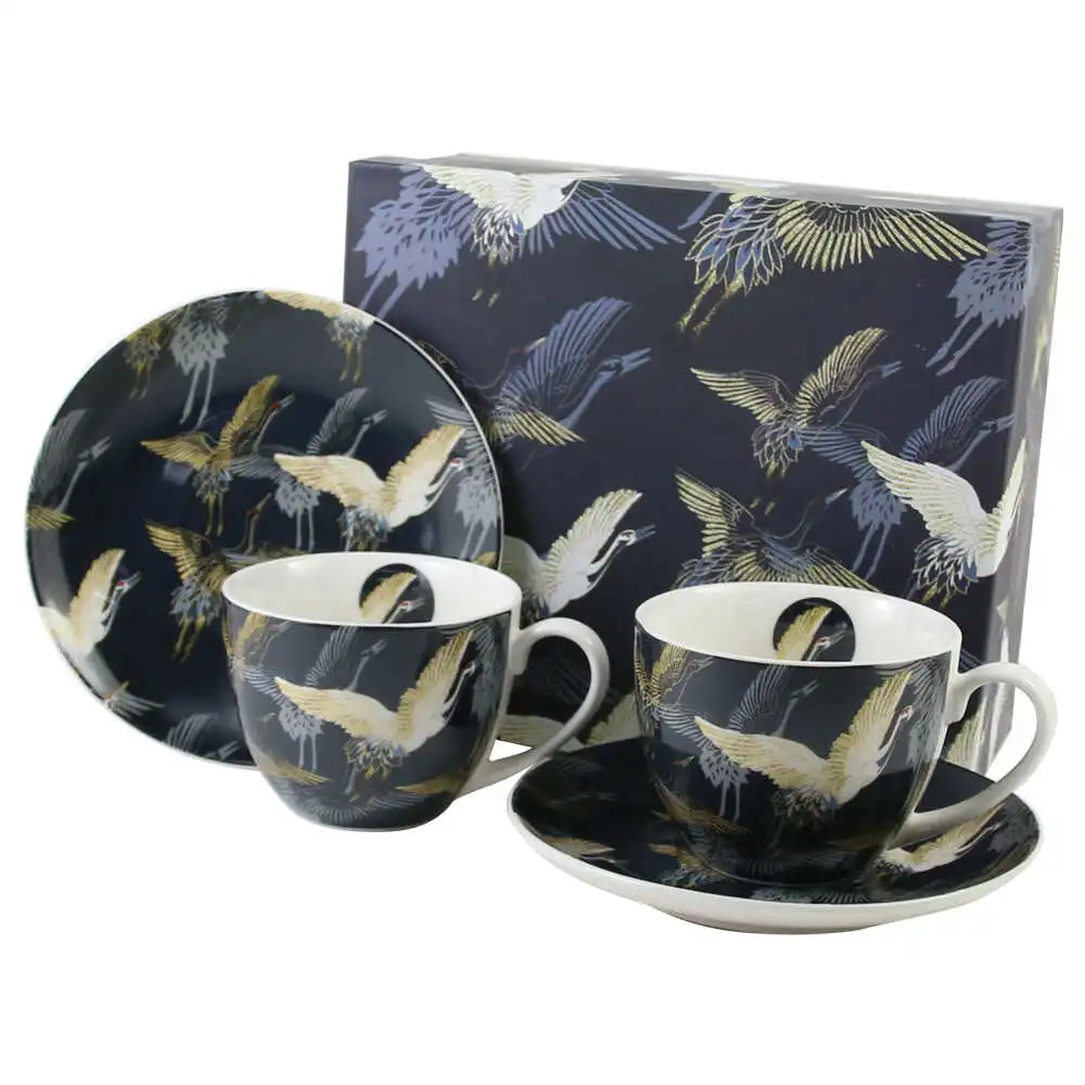 Set 2 cesti cu farfurii din portelan 270 ml "Cranes at night"