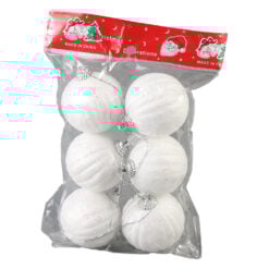 Set 6 globuri albe pentru brad