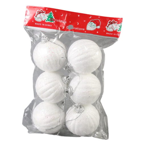 Set 6 globuri albe pentru brad