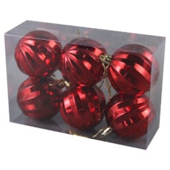 Set 6 globuri rosii pentru brad