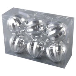 Set 6 globuri argintii pentru brad