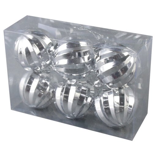 Set 6 globuri argintii pentru brad