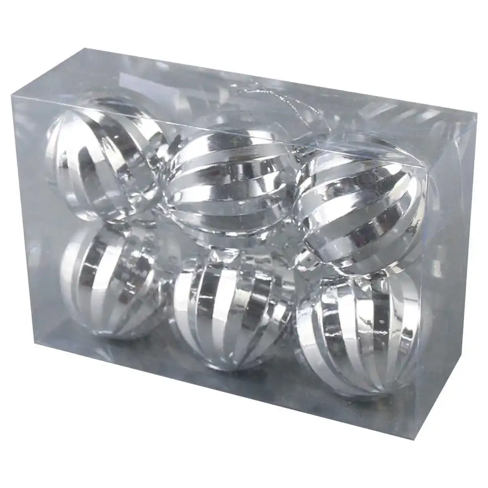 Set 6 globuri argintii pentru brad