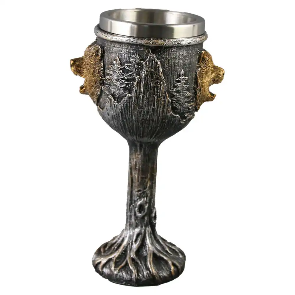 Pocal din metal si rasina Urs 8x18 CM