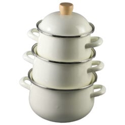 Set 3 cratite emailate cu capac