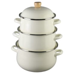 Set 3 cratite emailate cu capac